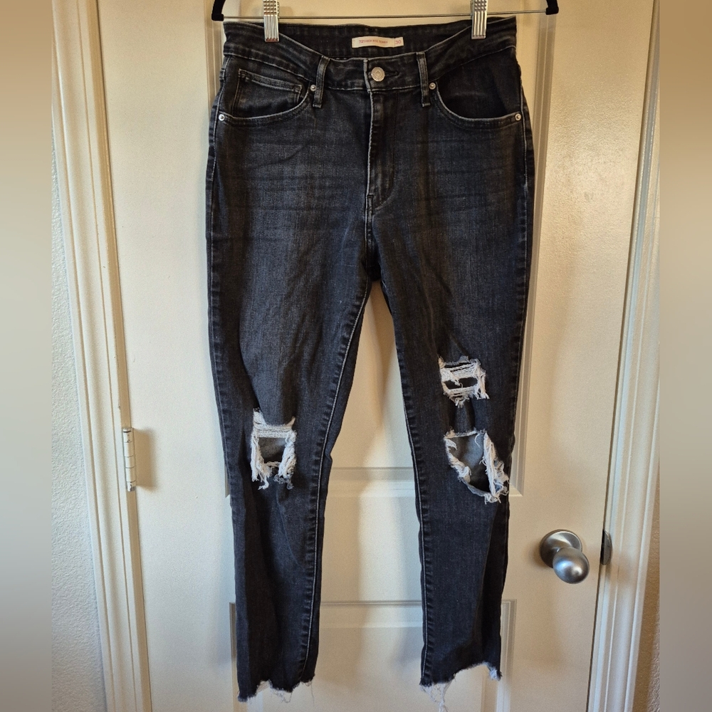 LEVI'S 721 • High Rise Skinny Black Denim Jeans • Women's Size 30